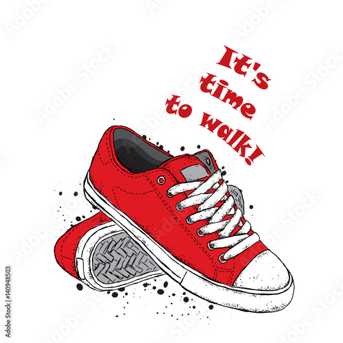 Stylish sneakers. Vector illustration for a postcard or a poster.
