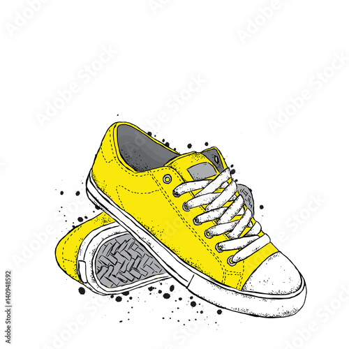 Stylish sneakers. Vector illustration for a postcard or a poster.
