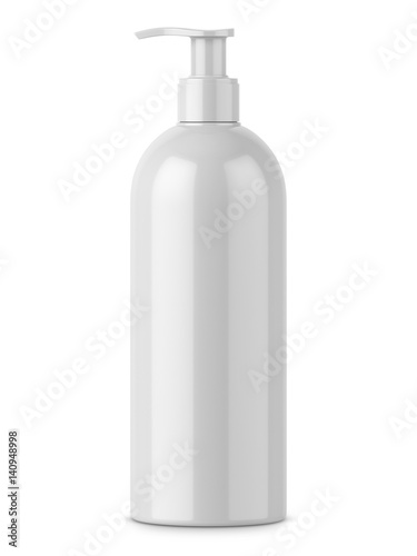 White glossy bottle with pump