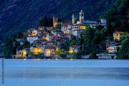 Dusk in Corenno Plinio, Lake Como, Lombardy, Italy photo