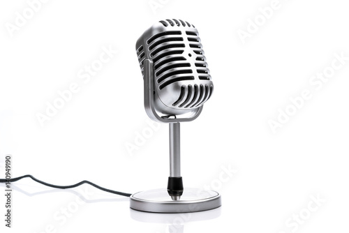 Retro microphone isolated on white background
