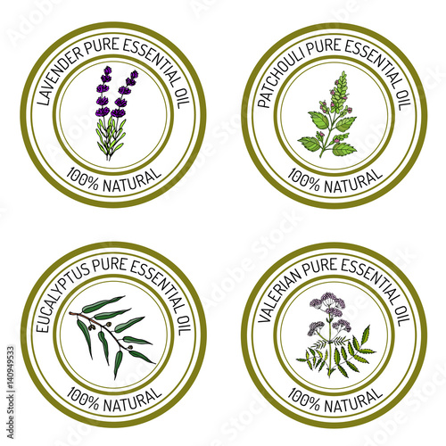 Set of essential oil labels