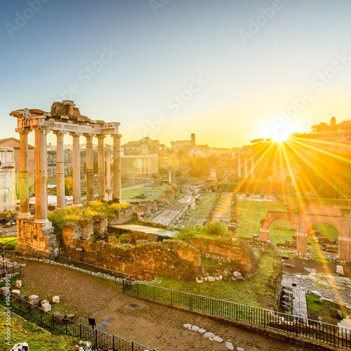 Rome, Italy. Roman Forum at sunrise