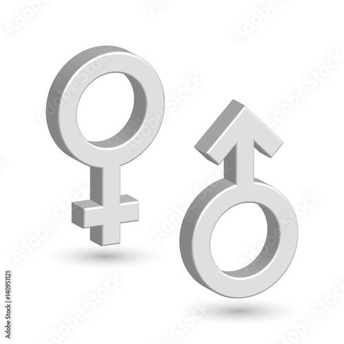 3D male and female symbols with shadow on the wall. Toilet marks. EPS10 vector illustration.