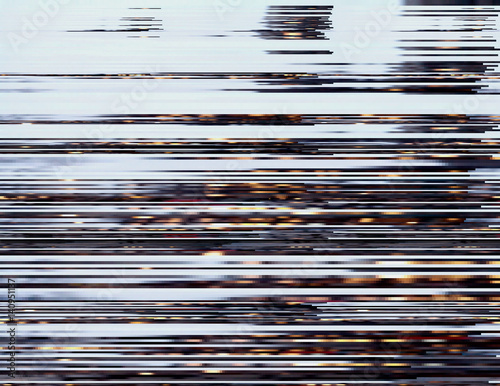 Modern glitched background illustration. Random signal error. Corrupted digital image. Array of collapsing data. Abstract contemporary print made of distorted colorful pixels. Element of design.
