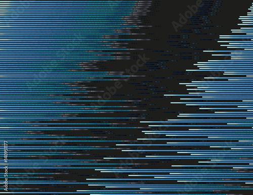 Modern glitched background illustration. Random signal error. Corrupted digital image. Array of collapsing data. Abstract contemporary print made of distorted colorful pixels. Element of design.