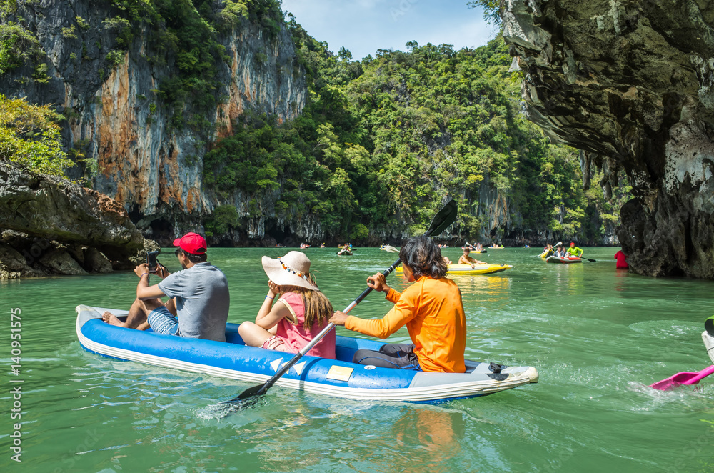 Hiking kayaking the caves of Phang nga Bay, Thailand