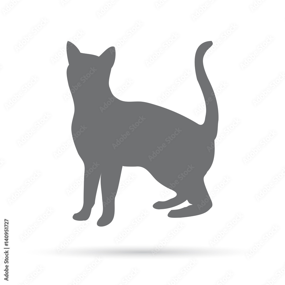 Icon silhouette of a gray cat on a white background