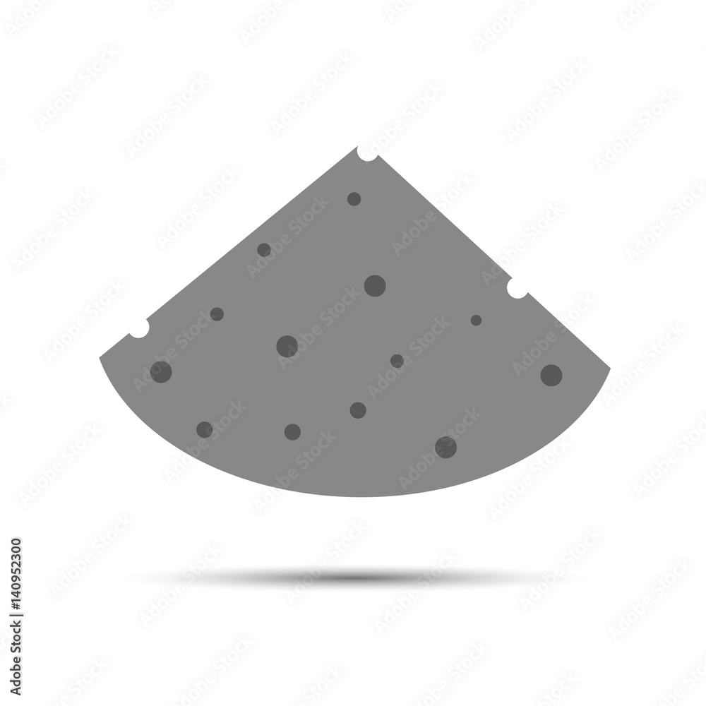 Icon gray piece of cheese on a white background Icon gray piece of cheese on a white background