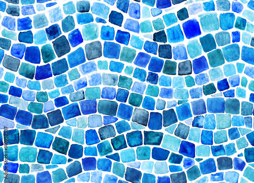 Canvas Print Wave blue mosaic