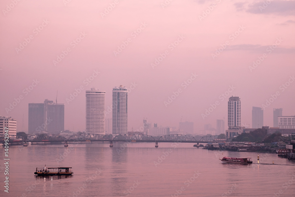 Fototapeta premium Transportation / View of system transportation and city at twilight.