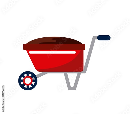 wheelbarrow icon over white background. gardening equipment design. colorful design. vector illustration