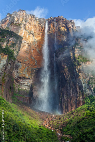 Morning view of the Angel Falls ( Salto Angel ) is worlds highest waterfalls (978 m) - Venezuela , Latin America photo