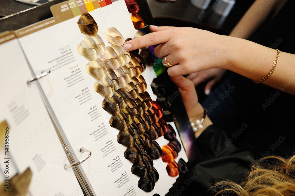 Choose the color of hair dye. palette of colors Stock Photo Adobe Stock