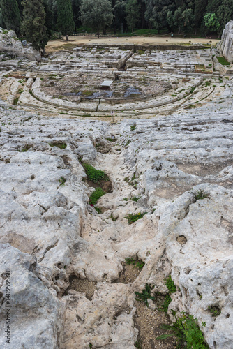 Ruins of Greek Theater in Syracuse, Sicily, Italy