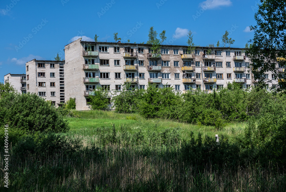 Apartment houses in abandoned former Soviet military town called Skrunda-1 in Latvia