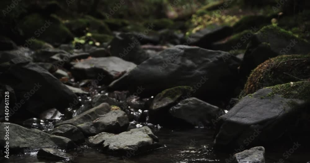 nature shot, water flows through rocks in stream nature shot, water flows through rocks in stream