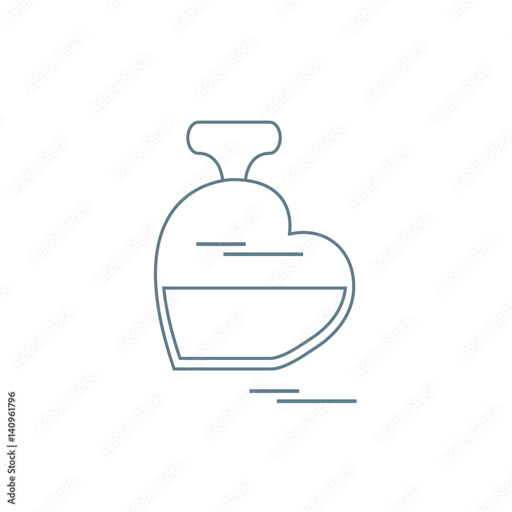 Cute vector illustration of perfume bottle in the shape of heart. Cute vector illustration of perfume bottle in the shape of heart.