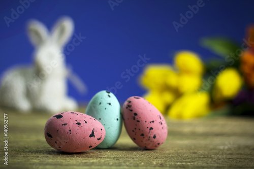 Easter theme. handmade Eggs  background, place for typography