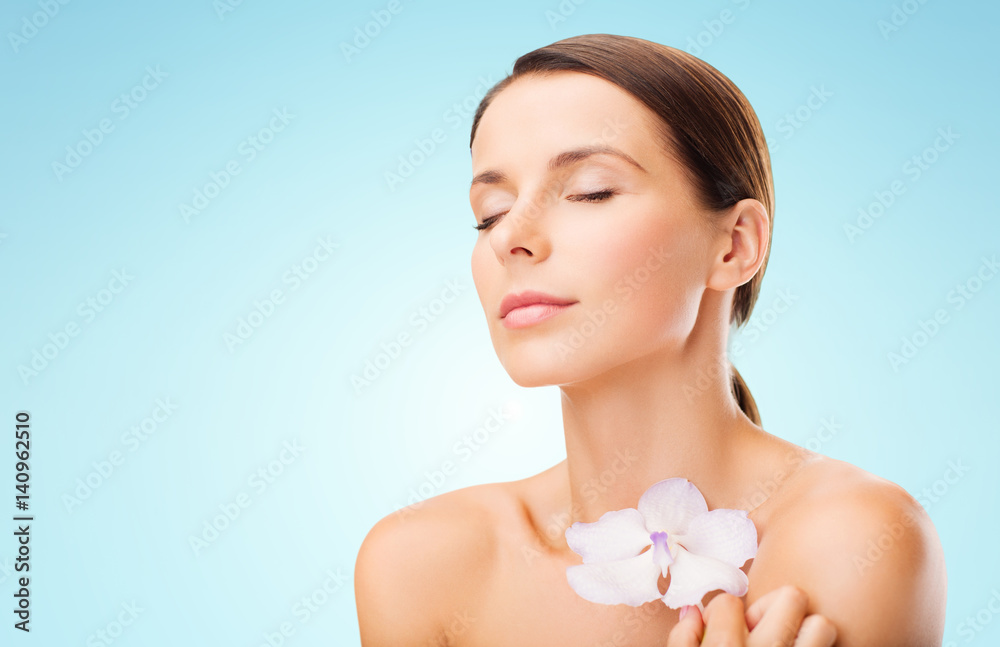 beautiful young woman with orchid flower beautiful young woman with orchid flower