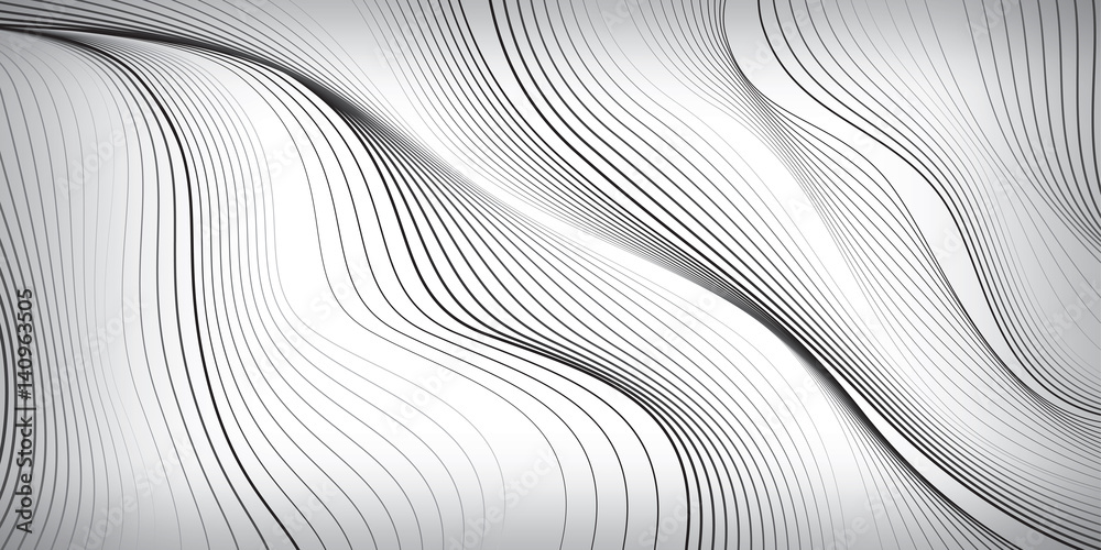 Waves of black lines on white background abstract wallpaper vector design  Stock Vector  Adobe Stock