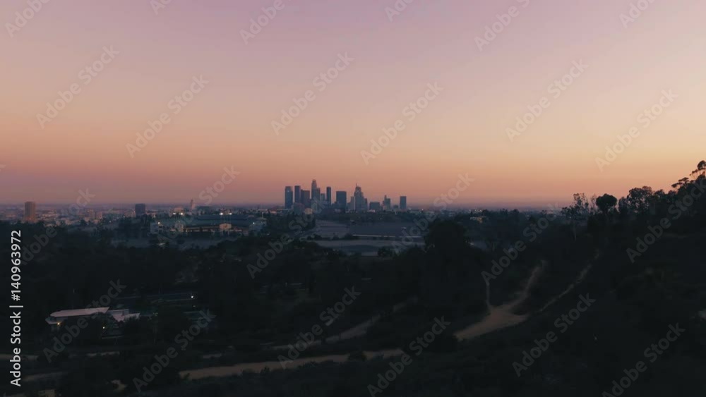 Wide establishing aerial shot, Los Angeles at sunset Wide establishing aerial shot, Los Angeles at sunset