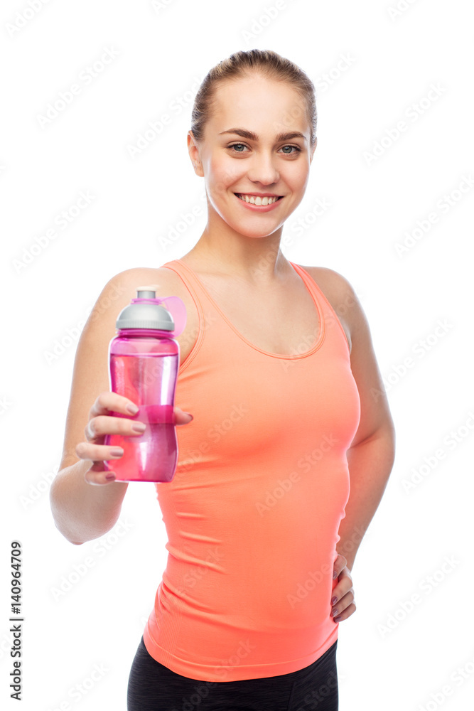 happy sportive young woman with water bottle happy sportive young woman with water bottle