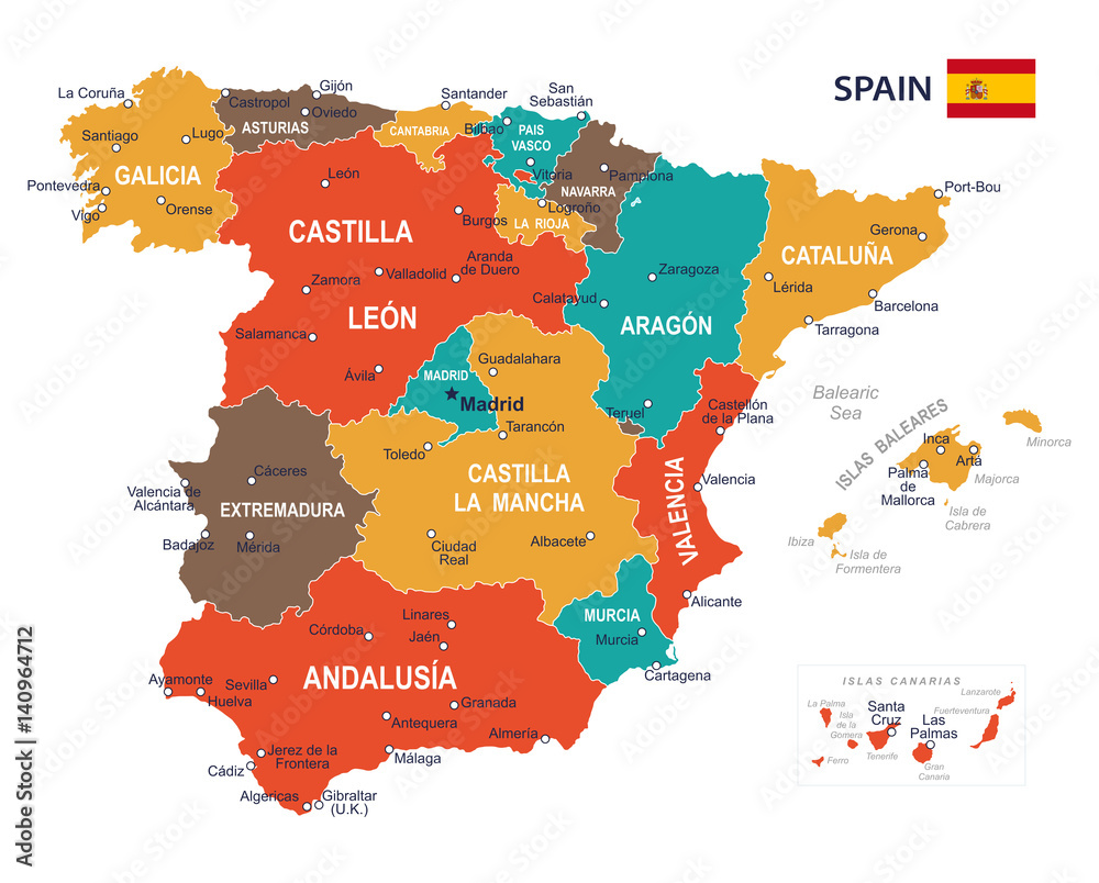 Fotografía Spain map - illustration | Posters.es