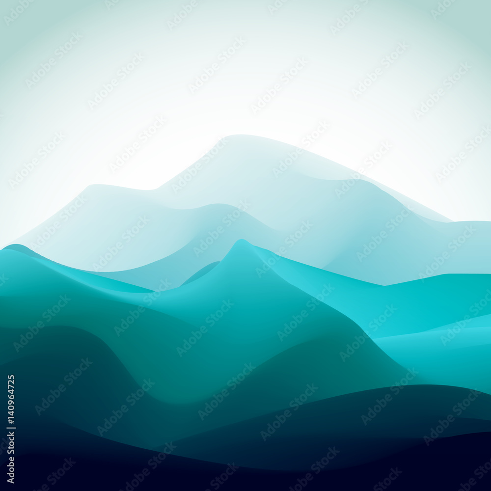 Blue and green moutain abstract background vector illustration