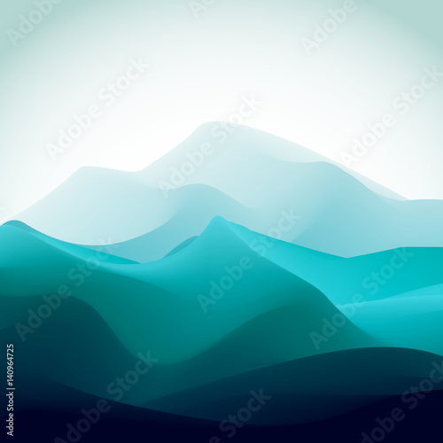 Blue and green moutain abstract background vector illustration