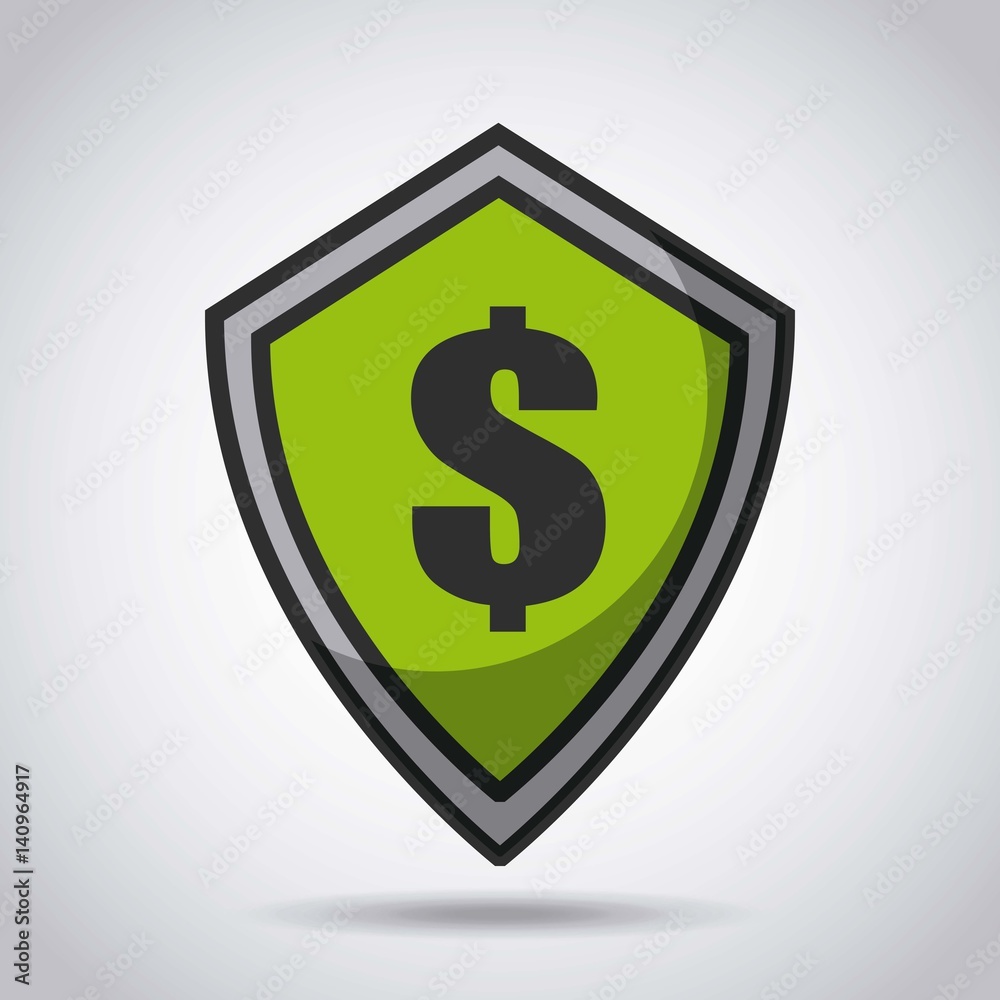 green shield with money sign icon over white background. vector illustration green shield with money sign icon over white background. vector illustration
