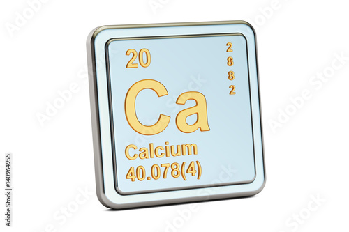 Calcium Ca, chemical element sign. 3D rendering photo