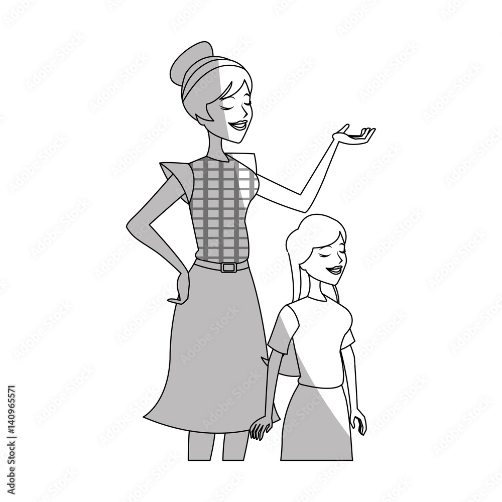 mother with her daughter over white background. vector illustration mother with her daughter over white background. vector illustration