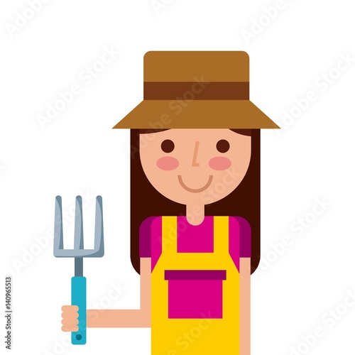 woman gardener cartoon icon over white background. colorful design. vector illustration