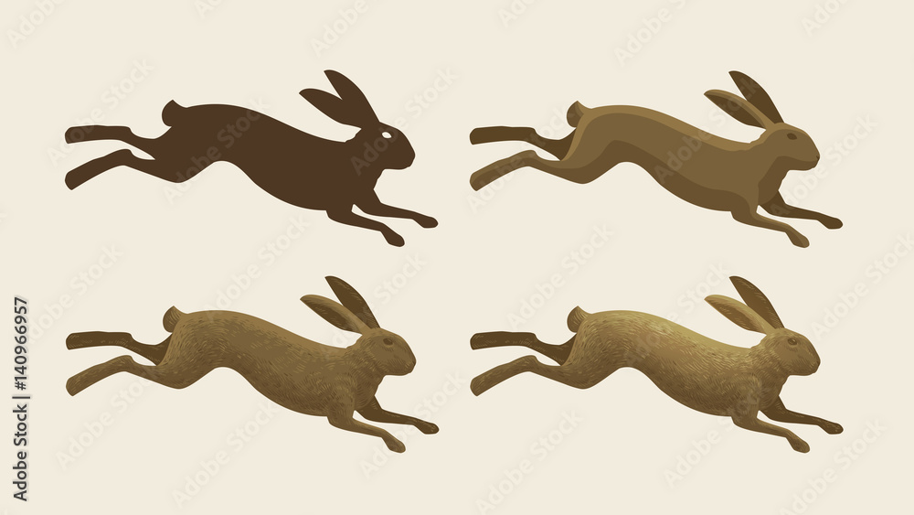 Running hare, set of icons. Rabbit, bunny symbol. Animals, vector illustration Running hare, set of icons. Rabbit, bunny symbol. Animals, vector illustration