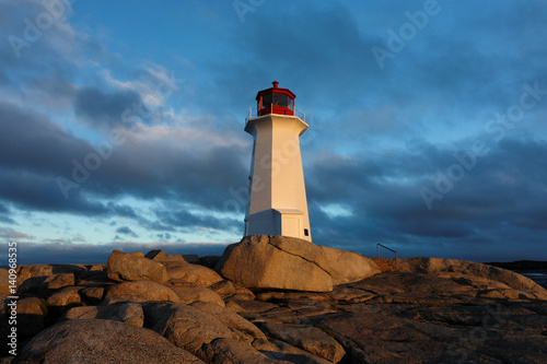 Lighthouse at Peggys Cove Sunrise  Nova Scotia  Canada