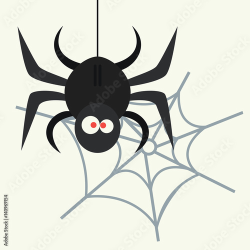 Spider silhouette arachnid fear graphic flat scary animal poisonous design nature phobia insect danger horror tarantula halloween vector icon.