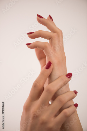 closeup of hands of a young woman