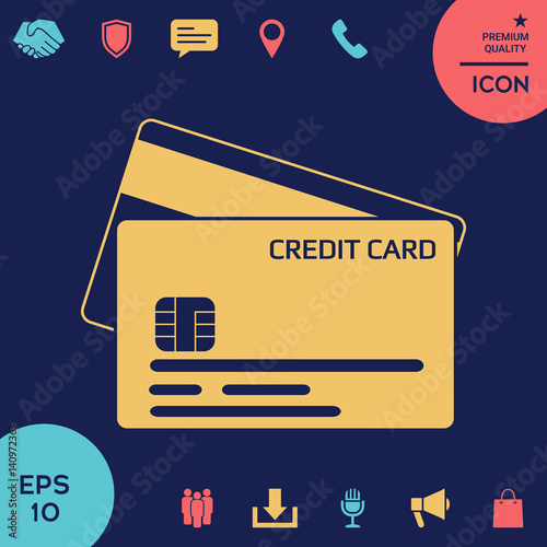 Credit card with a chip and magnetic stripe -  icon