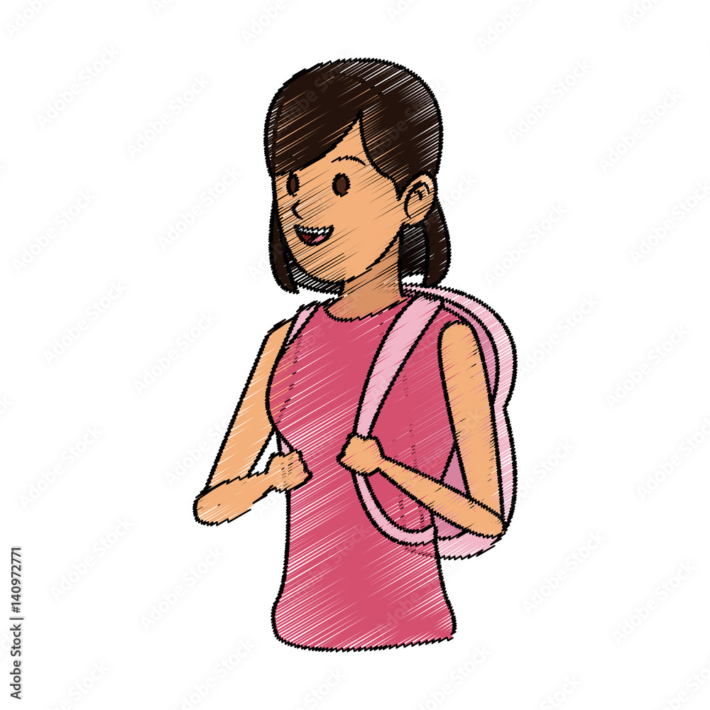 young woman wearing pink shirt cartoon icon over white background. vector illustration young woman wearing pink shirt cartoon icon over white background. vector illustration