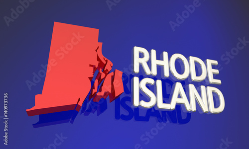 Rhode Island RI Red State Map Name 3d Illustration