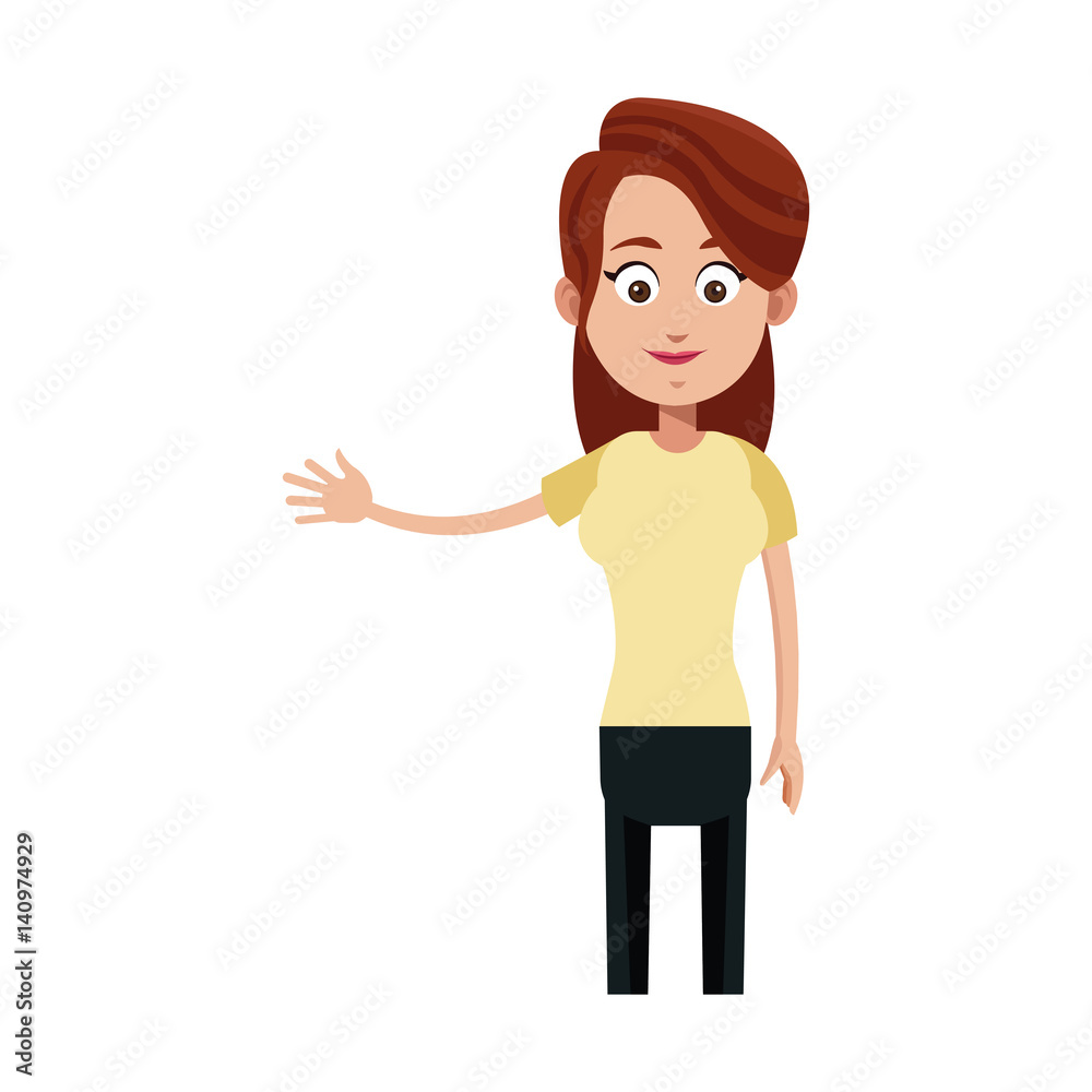 young woman wearing casual clothes over white background. colorful design. vector illustration young woman wearing casual clothes over white background. colorful design. vector illustration