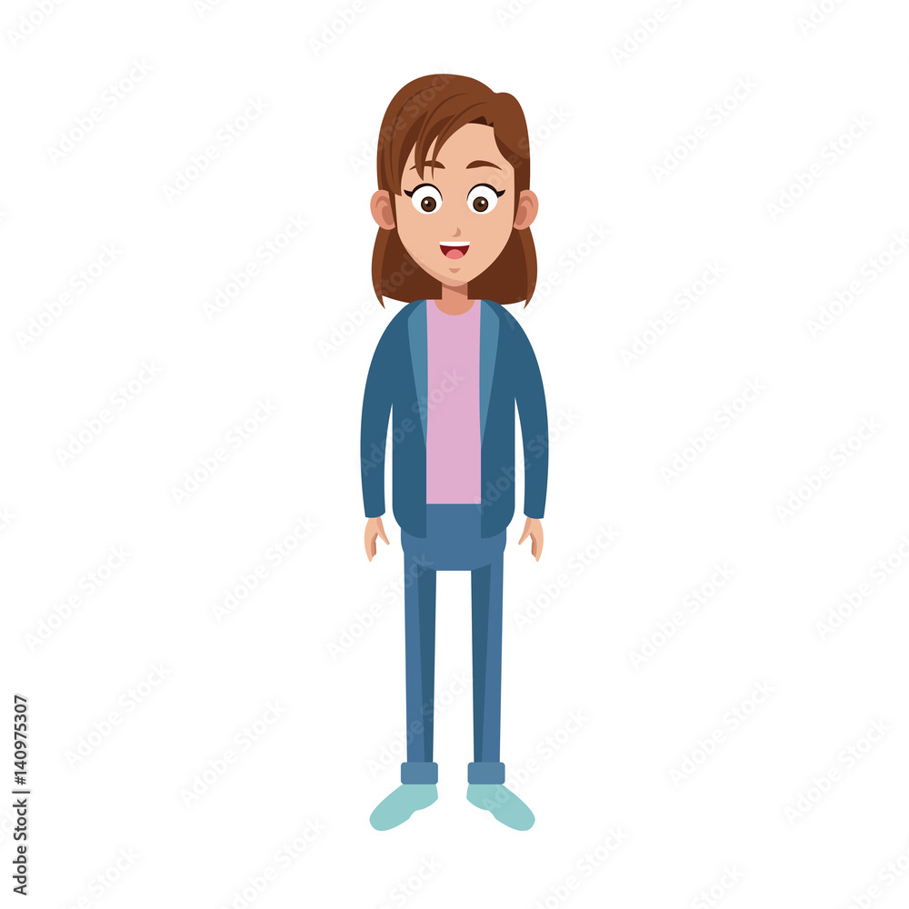 happy girl cartoon icon over white background. colorful design. vector illustration happy girl cartoon icon over white background. colorful design. vector illustration