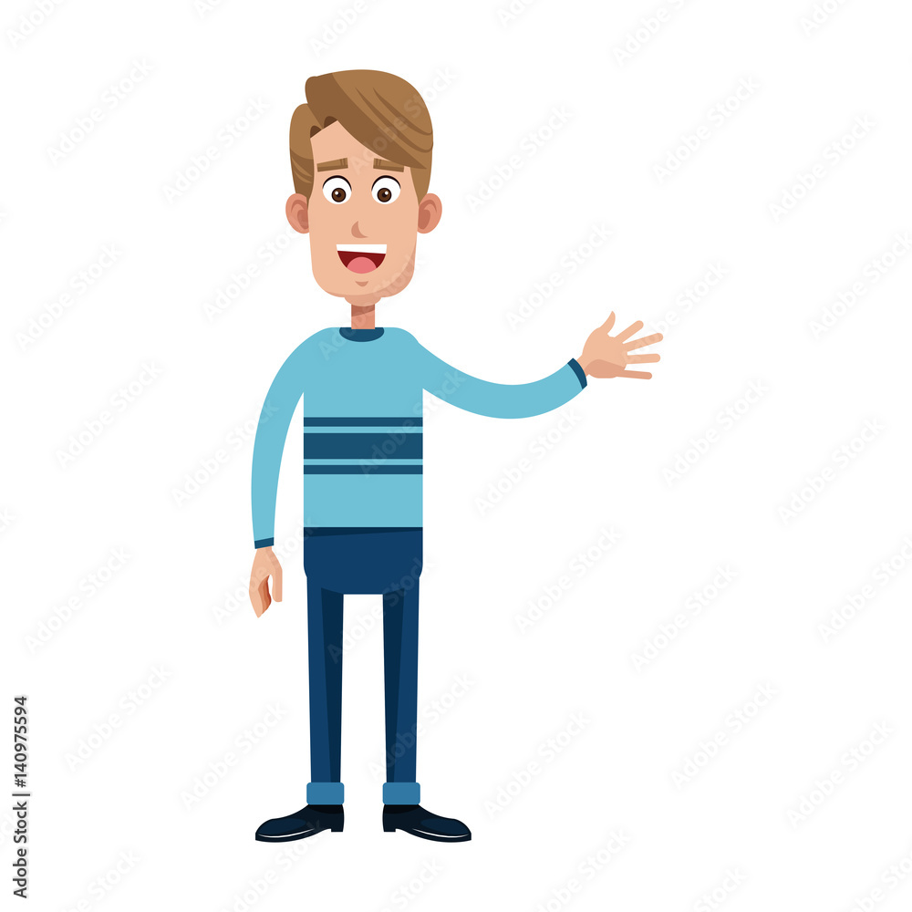 happy man wearing casual clothes  over white background. colorful design. vector illustration