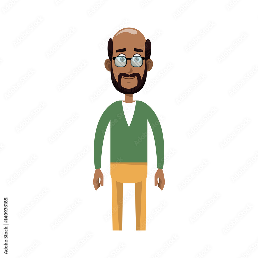 happy old man cartoon icon over white background. colorful design. vector illustration