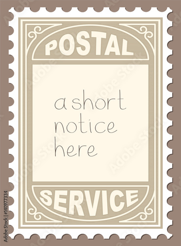 Postal Stamp Shape Blank Placard. Vector Illustration of Postal Stamp Shape Blank Placard.