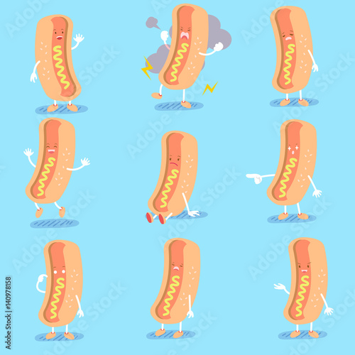 cute cartoon hot dog