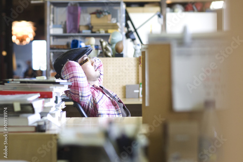 Man Relaxing at Desk