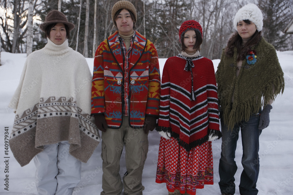 Young people in winter