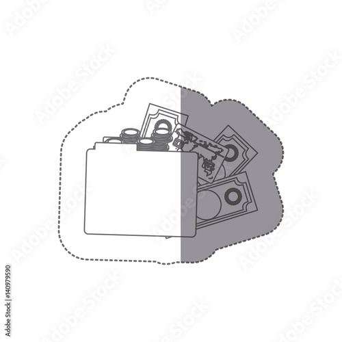 sticker silhouette folder with money accounts vector illustration